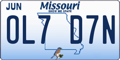 MO license plate OL7D7N