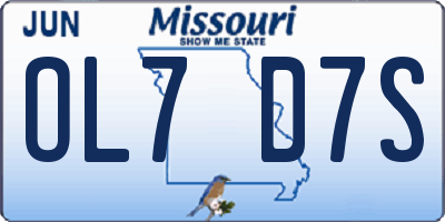 MO license plate OL7D7S