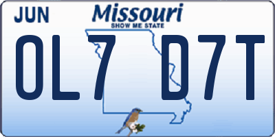 MO license plate OL7D7T