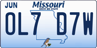 MO license plate OL7D7W