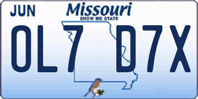 MO license plate OL7D7X
