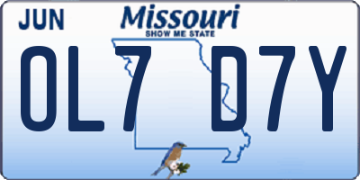 MO license plate OL7D7Y