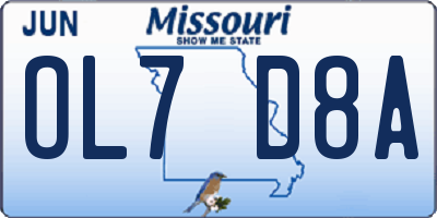 MO license plate OL7D8A