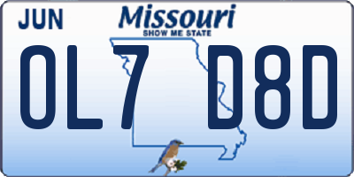 MO license plate OL7D8D