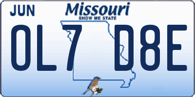 MO license plate OL7D8E