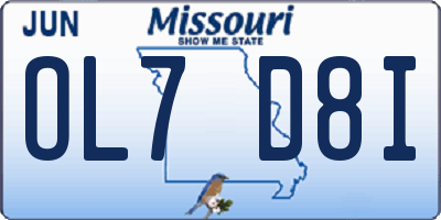 MO license plate OL7D8I