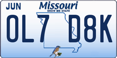 MO license plate OL7D8K