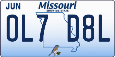 MO license plate OL7D8L