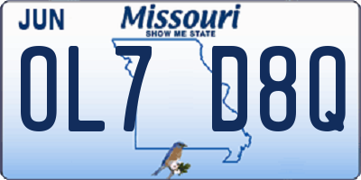 MO license plate OL7D8Q