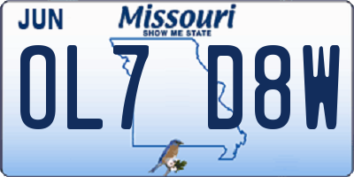 MO license plate OL7D8W