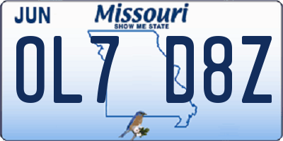 MO license plate OL7D8Z