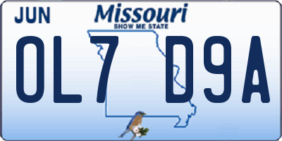 MO license plate OL7D9A