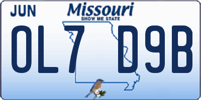 MO license plate OL7D9B