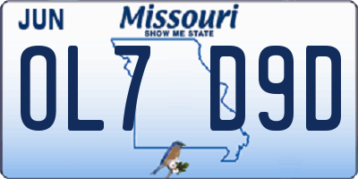 MO license plate OL7D9D