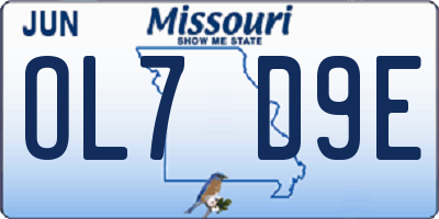 MO license plate OL7D9E