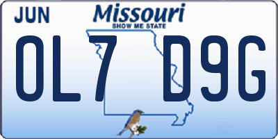 MO license plate OL7D9G