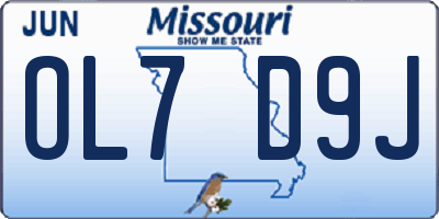 MO license plate OL7D9J