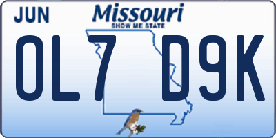 MO license plate OL7D9K
