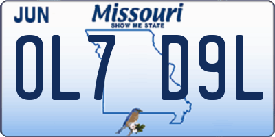 MO license plate OL7D9L
