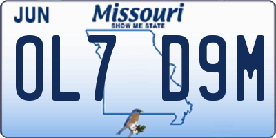 MO license plate OL7D9M
