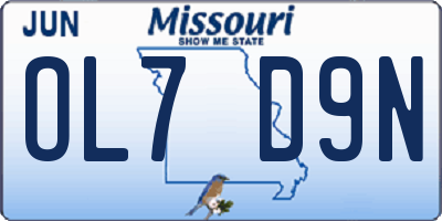 MO license plate OL7D9N