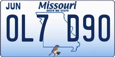 MO license plate OL7D9O