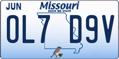 MO license plate OL7D9V