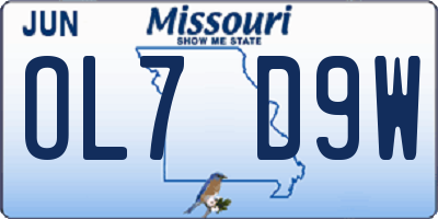 MO license plate OL7D9W