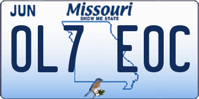 MO license plate OL7E0C