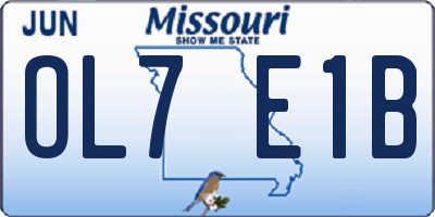 MO license plate OL7E1B