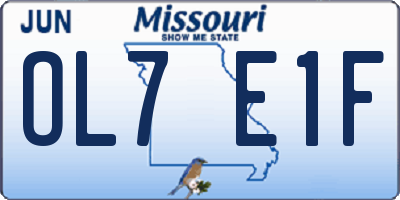 MO license plate OL7E1F