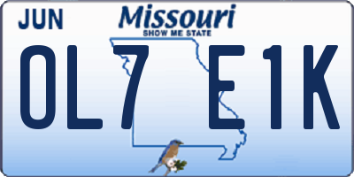 MO license plate OL7E1K