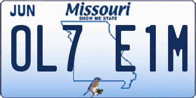MO license plate OL7E1M