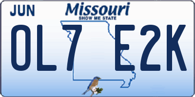 MO license plate OL7E2K