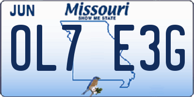 MO license plate OL7E3G