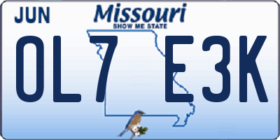MO license plate OL7E3K