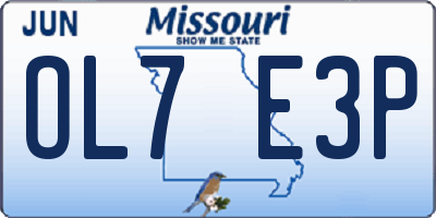 MO license plate OL7E3P