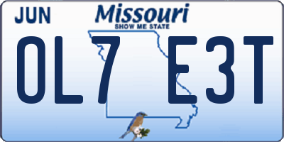 MO license plate OL7E3T