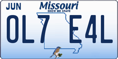 MO license plate OL7E4L