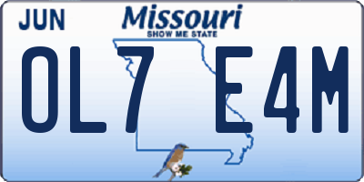 MO license plate OL7E4M
