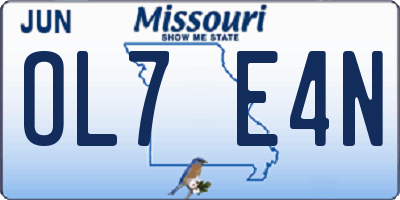 MO license plate OL7E4N