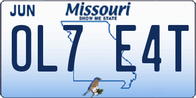 MO license plate OL7E4T