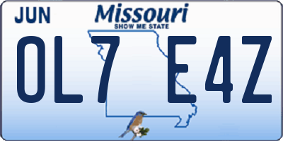 MO license plate OL7E4Z
