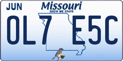 MO license plate OL7E5C