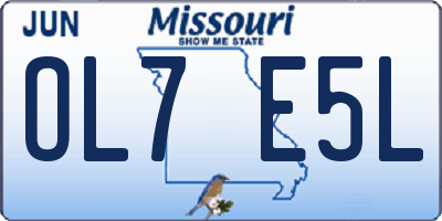 MO license plate OL7E5L