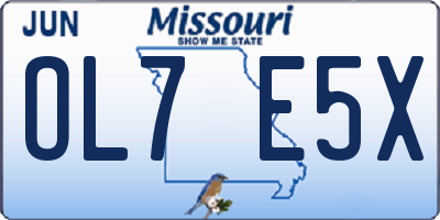 MO license plate OL7E5X