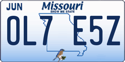 MO license plate OL7E5Z