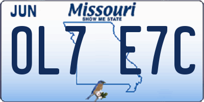 MO license plate OL7E7C
