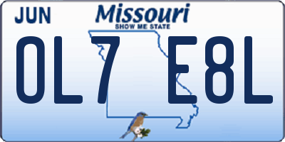 MO license plate OL7E8L