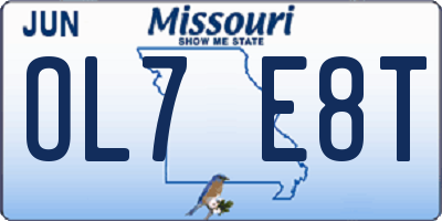MO license plate OL7E8T